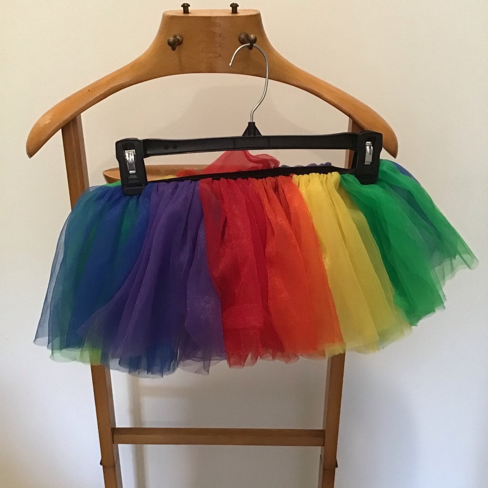 Rainbow Colorful Mesh Elastic Band Short Tutu - Picture 2 of 4